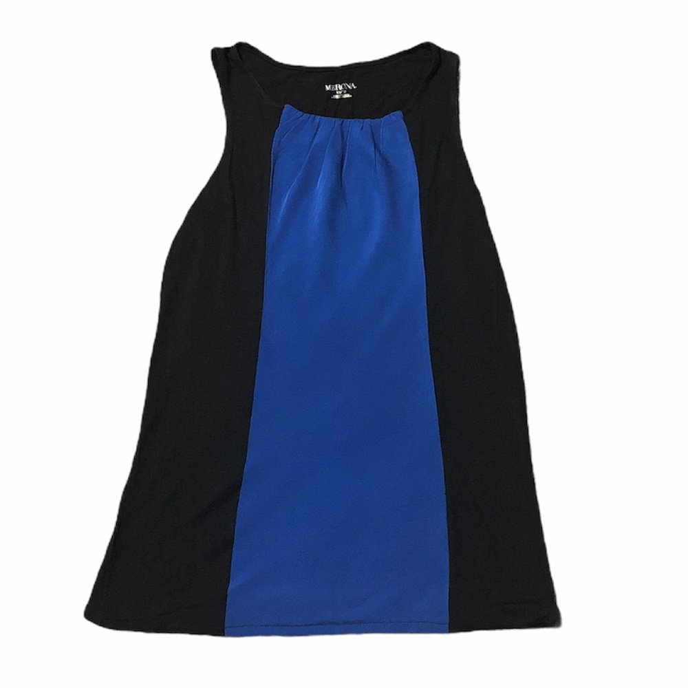 Black & Blue Sleeveless Blouse